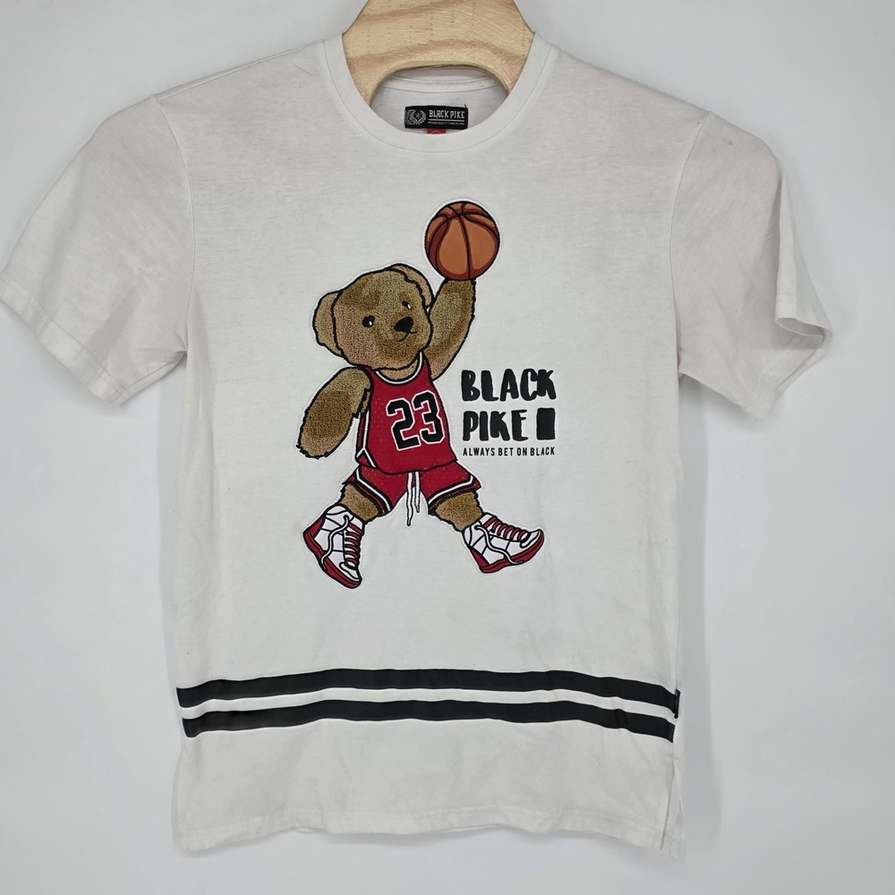 Teddy Bear Sweatshirt MJ Jordan Black Pike Shirt Basketball Pullover Medium - Picture 2 of 10